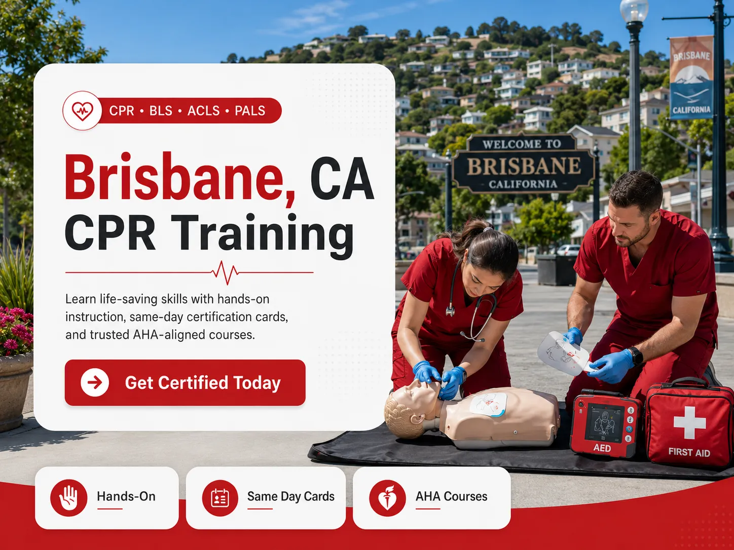 AHA BLS provider course with CPR mannequins in Brisbane, CA