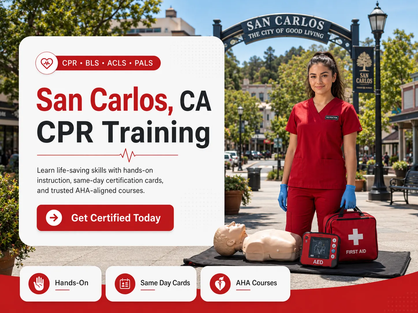 BLS provider certification training with instructor in San Carlos, CA