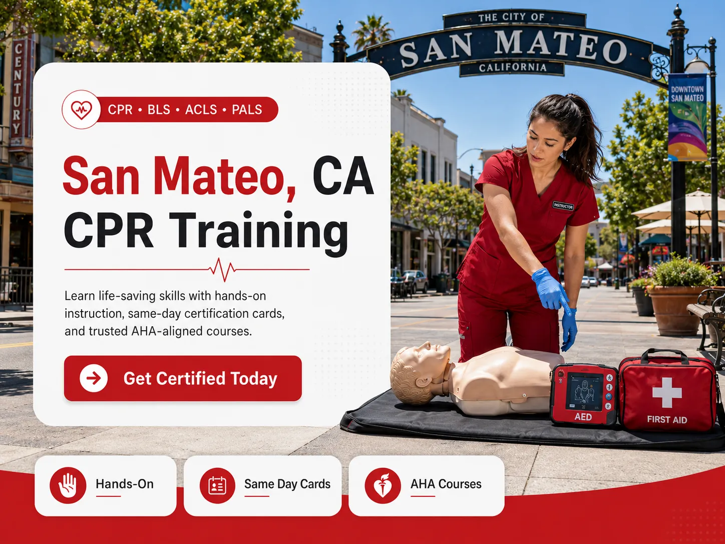 First responder CPR and BLS training course in San Mateo, California