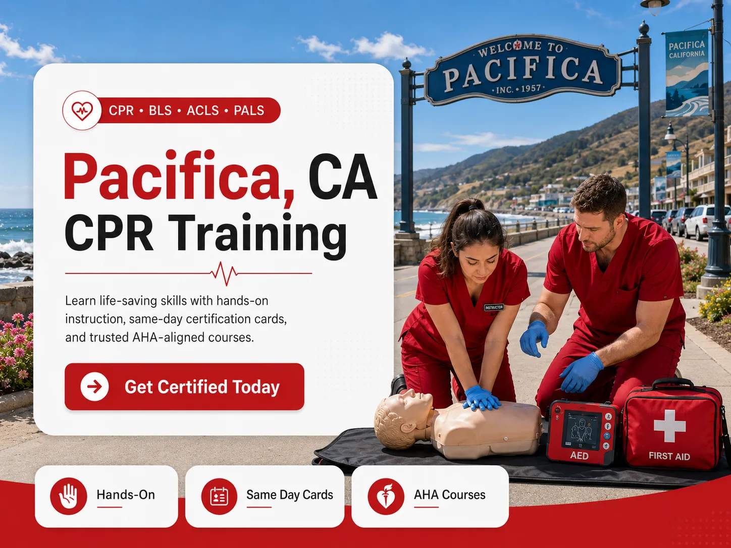 Hands-on CPR rescue breathing practice in Pacifica, CA class