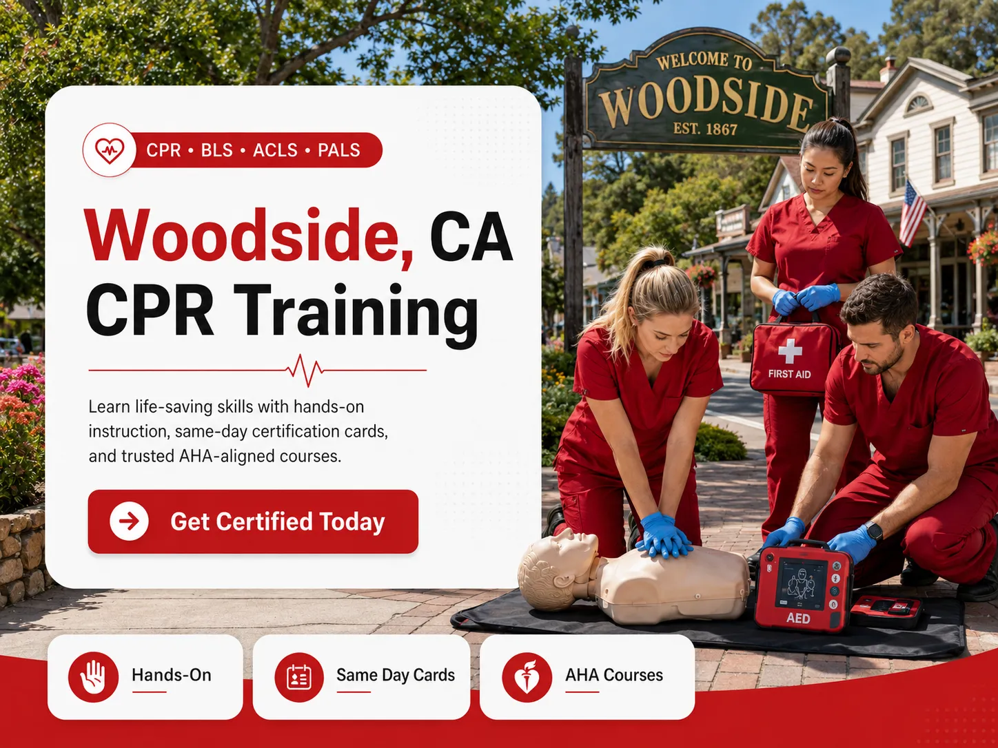 Life-saving CPR skills training session in Woodside, California