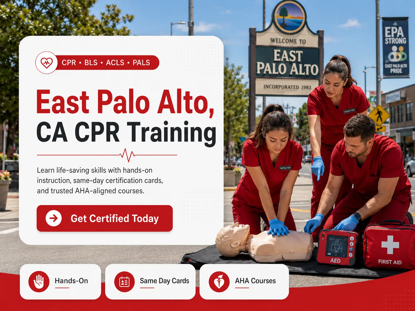 Professional CPR BLS ACLS certification training in East Palo Alto, CA