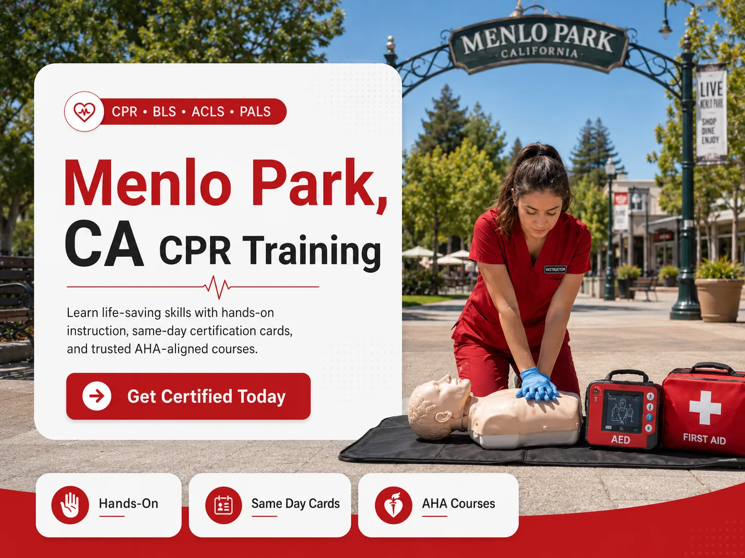 Small group BLS and ACLS certification course in Menlo Park, CA